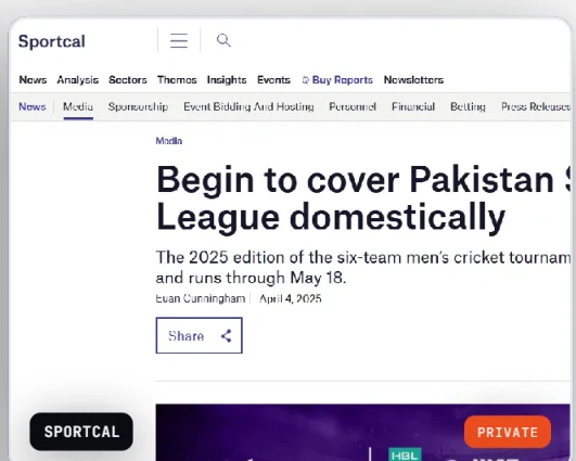 Sportcal article on domestic PSL coverage